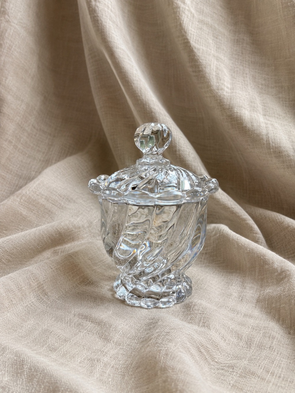 Antique Baccarat Bambou Tors Crystal Mustard Pot | France, Circa 1900